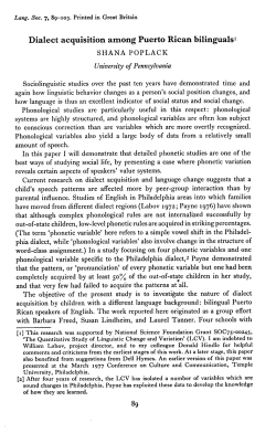 Dialect acquisition among Puerto Rican bilingualst