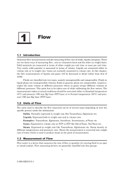 1.1 Introduction 1.2 Units of Flow 1.3 Measurement of Flow