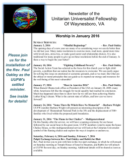 January 2016 Newsletter - Unitarian Universalist Fellowship of
