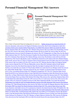 Personal Financial Management Mci Answers