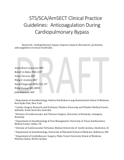 STS/SCA/AmSECT Clinical Practice Guidelines: Anticoagulation