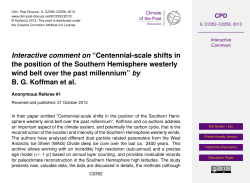 Interactive comment on &ldquo;Centennial-scale shifts in the