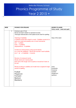 Phonics Programme of Study Year 2 2015 +