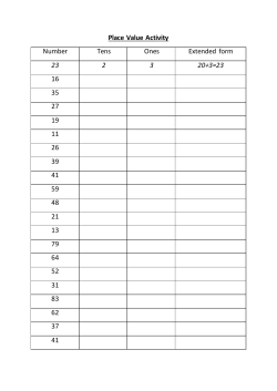 Place Value Activity Number Tens Ones Extended form 23 2 3 20+3