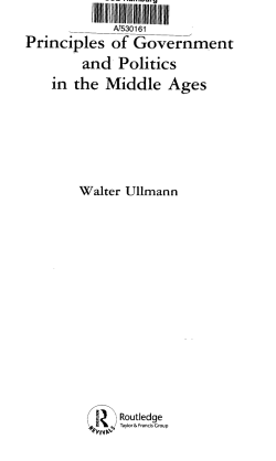 Principles of Government and Politics in the Middle Ages
