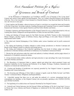 First Amendment Petition for a Redress of Grievances and Breach of