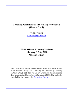 Teaching Grammar in the Writing Workshop (Grades 3 &ndash; 8) Vicki