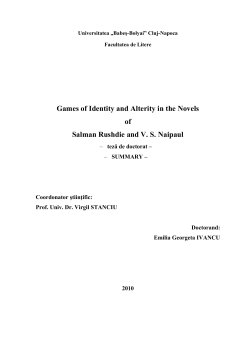 Games of Identity and Alterity in the Novels of Salman Rushdie and