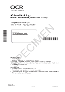 Unit H180/01 - Socialisation, culture and identity - Sample