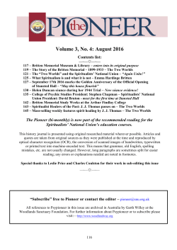 Pioneer Vol3 No4August 2016 - Spiritualists` National Union