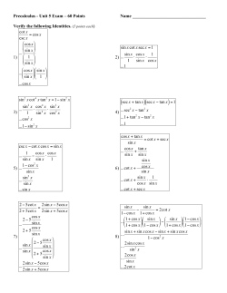 Precalculus - Unit 5 Exam &ndash; 60 Points Name Verify