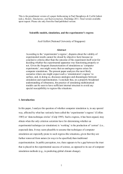 1 Scientific models, simulation, and the experimenter`s