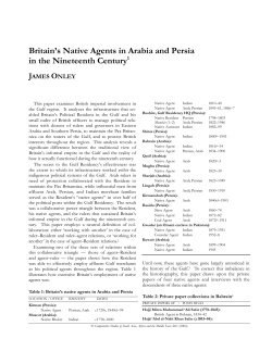 Britain`s Native Agents in Arabia and Persia
