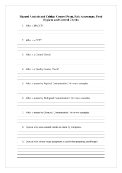 Hazard Analysis and Critical Control Point, Risk Assessment, Food