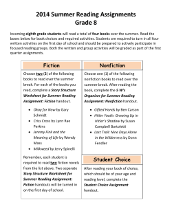 2014 Summer Reading Assignments Grade 8