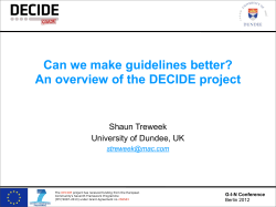 An overview of the DECIDE project - Guidelines International Network