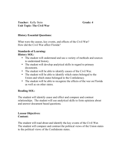 Teacher: Kelly Stein Grade: 4 Unit Topic: The Civil War History