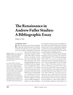 The Renaissance in Andrew Fuller Studies: A