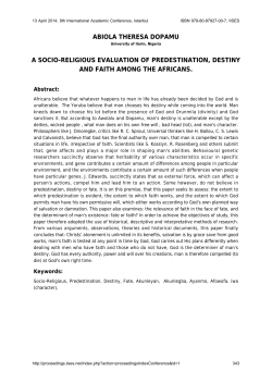 a socio-religious evaluation of predestination, destiny and faith