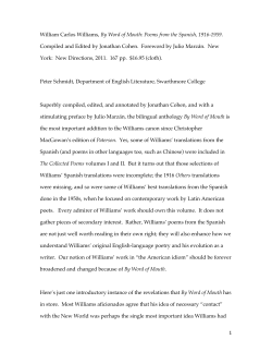 1 William Carlos Williams, By Word of Mouth: Poems from the
