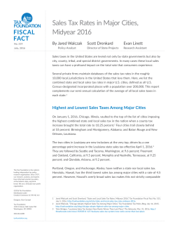 Sales Tax Rates in Major Cities, Midyear 2016
