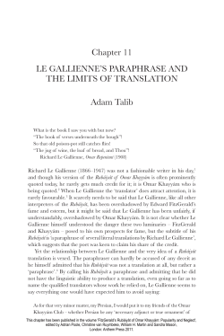 Le Gallienne`s Paraphrase and the limits of