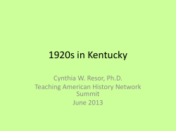 1920s in Kentucky - TAH Network Summit 2013