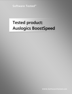 Tested product: Auslogics BoostSpeed