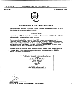 SGB for Primary Agriculture qualifications and unit standards