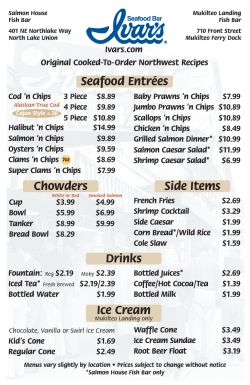 Chowders Side Items Drinks Ice Cream Seafood Entr&eacute;es