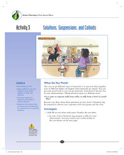 Activity 3 Solutions, Suspensions, and Colloids