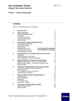 Our Customer Terms - Aregent Dedicated secction