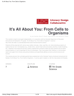 It`s All About You: From Cells to Organisms