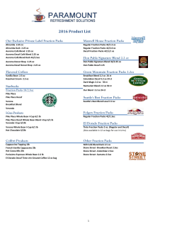 2016 Product List - Paramount Refreshment Solutions