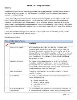 Month End Closing Procedures