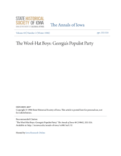 The Wool-Hat Boys: Georgia`s Populist Party