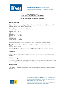 Business Expenses - Categories of Expenses Allowed