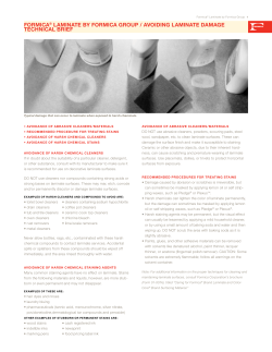 Formica® Laminate / Avoiding Laminate Damage Technical Brief