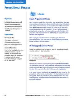 Prepositional Phrases - Benchmark Writer`s Workshop