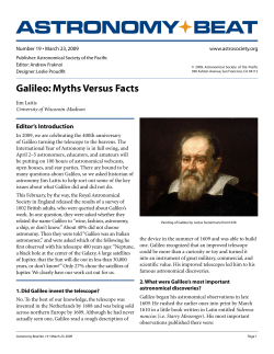 Galileo: Myths Versus Facts - Astronomical Society of the Pacific