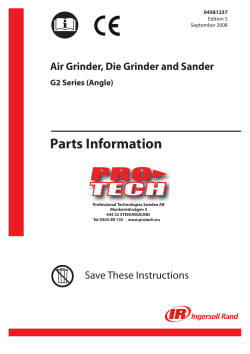 Parts Information Manual, Air Grinder, Die Grinder and