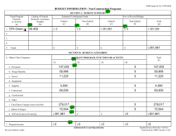 BUDGET INFORMATION Non Construction Programs EPA Great