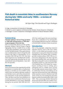 Fish death in mountain lakes in southwestern Norway during late