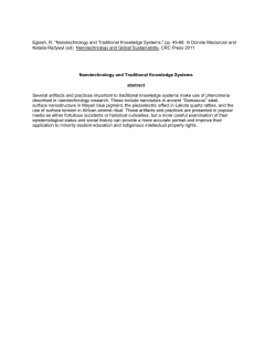 Nanotechnology and Traditional Knowledge Systems