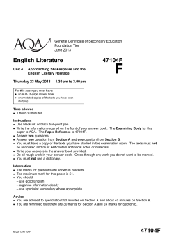 GCSE English Literature Question paper Unit 04