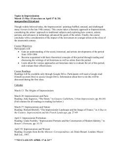 Topics in Impressionism March 13-May 15