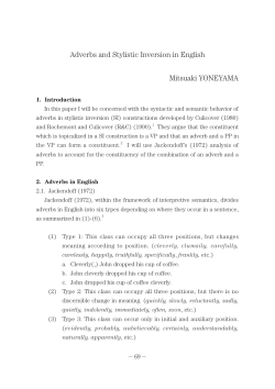 Adverbs and Stylistic Inversion in English Mitsuaki YONEYAMA