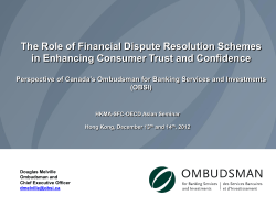 The Role of Financial Dispute Resolution Schemes in