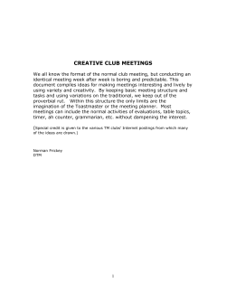 Creative Club Meetings - Toastmasters District 69