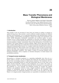 Mass Transfer Phenomena and Biological Membranes